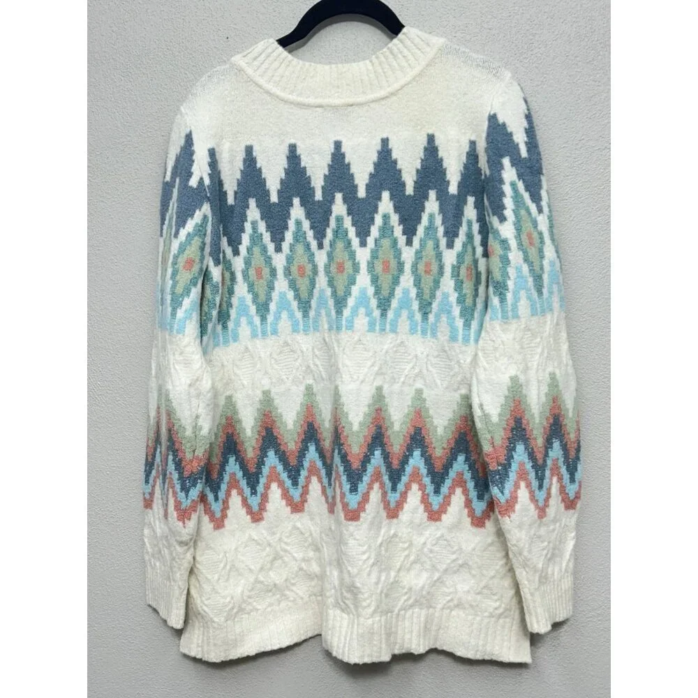 Talbots Wool Blend Sweater Women's Size Small Fair Isle Zig Zag Chevron Ski Soft